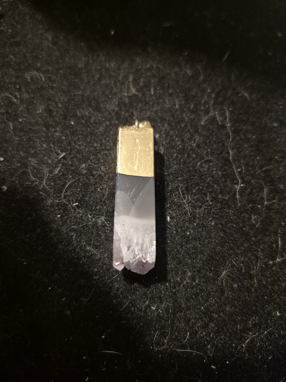 Gold-Topped Amethyst Crystal Pendant - Purple